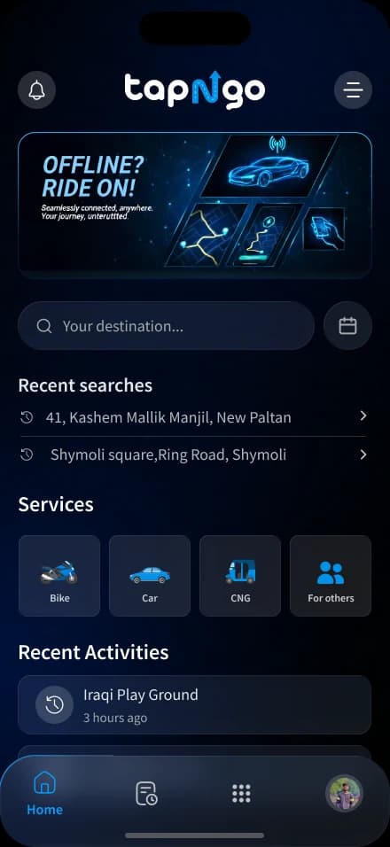 TapNGo — Home / Start a journey